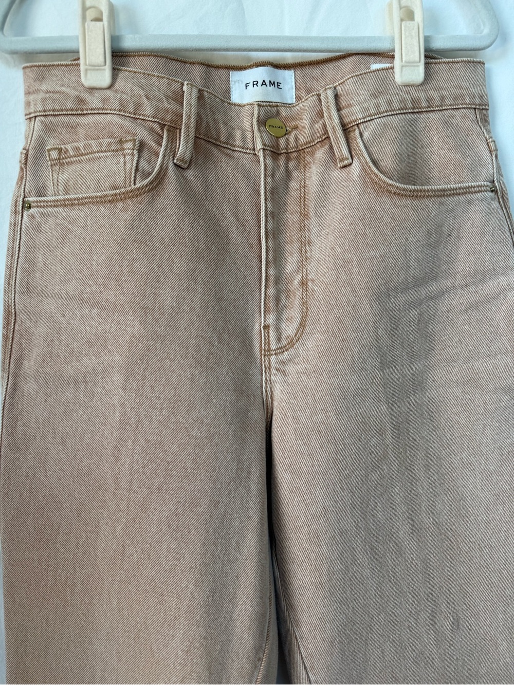 FRAME Le Sylvie Slender Straight High Rise Straight Leg Jeans Size 26 Sand Beige - Picture 2 of 8